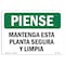 Signmission OSHA THINK, Keep This Plant Safe & Clean Spanish, 10in X 7in Rigid Plastic, 10" W, 7" H, Landscape OS-TS-P-710-L-11842 - alternate 1